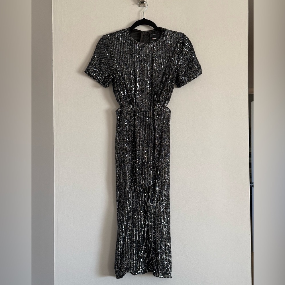 C/MEO Collective Lustre Black Sequin Cut Out Midi Dress - Picture 6 of 11